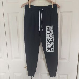 Cartoon Network Single Leg Logo Black Joggers / Sweatpants! Boy's Sz. M!